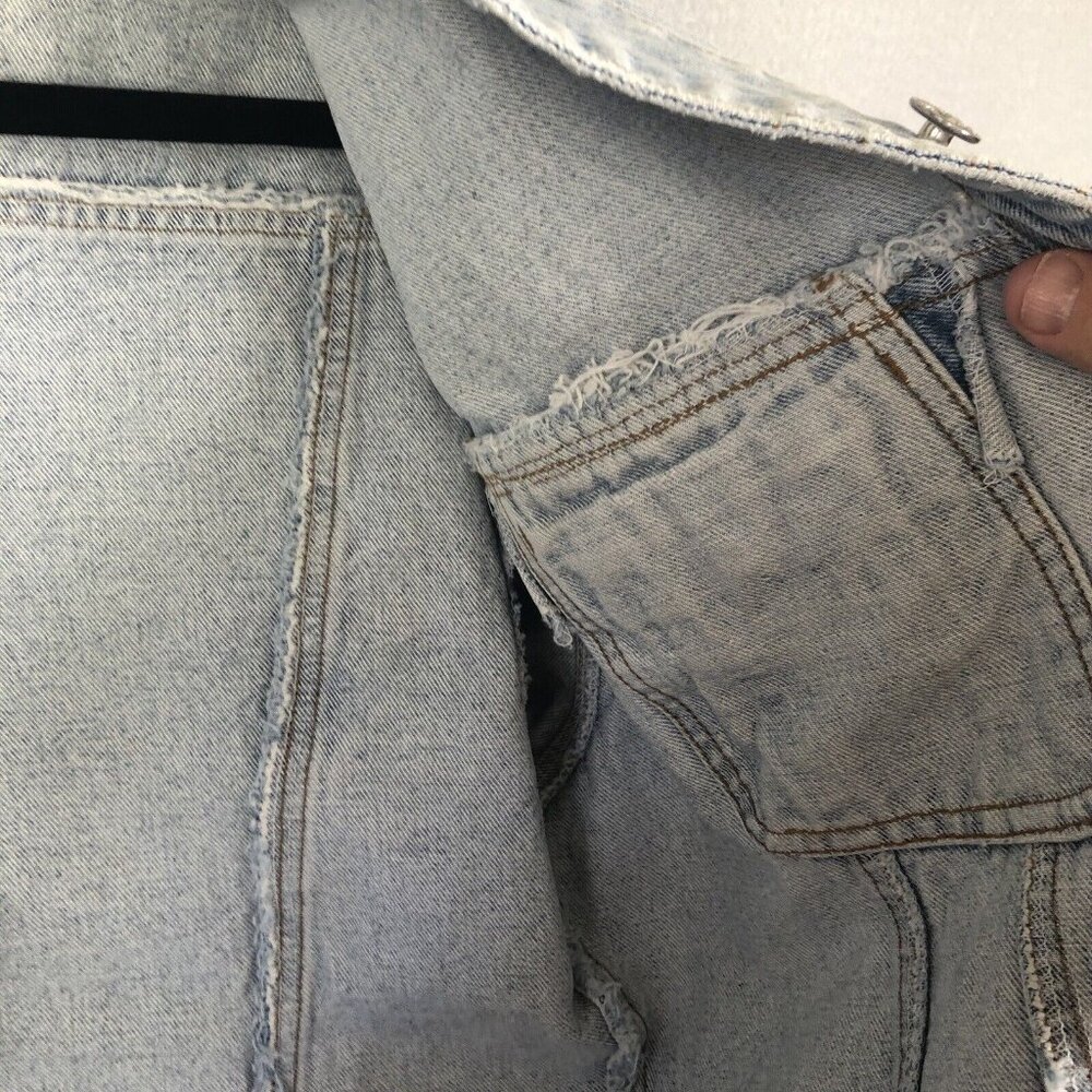 Vintage Old Navy Jean Jacket Womens Large Sunwashed Distressed Y2K 90s Western - Picture 13 of 16